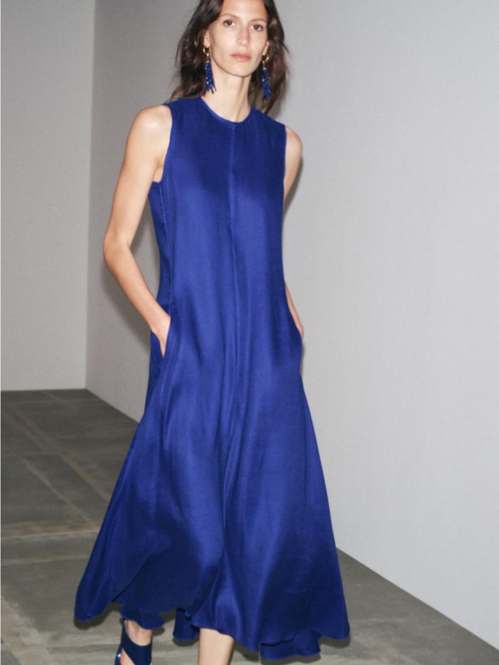 Zara Sleeveless Cobalt Maxi Dress